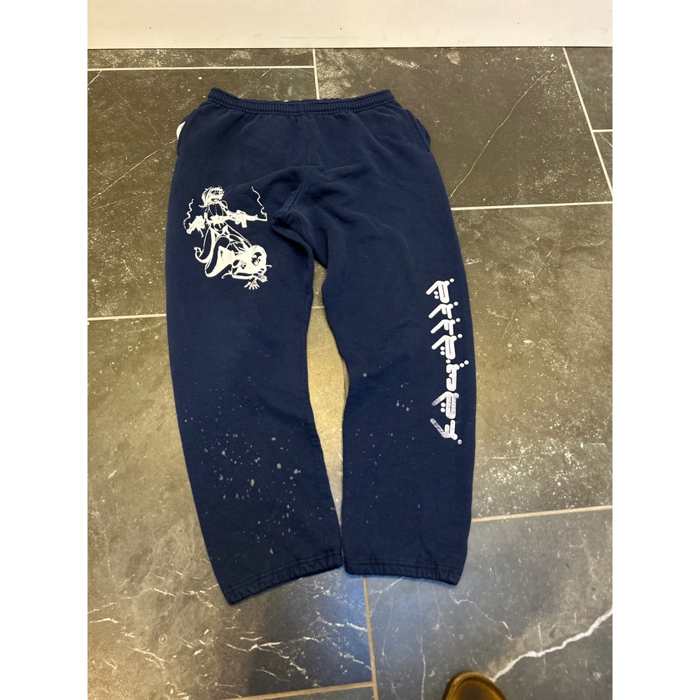 Vintage Russell Athletic PEEPMP3 Graphic Sweatpants Navy Blue Mens Large USA